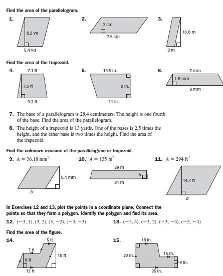 Area Of Parallelograms & Trapezoids