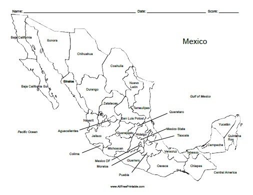 Mexico Labeled Map