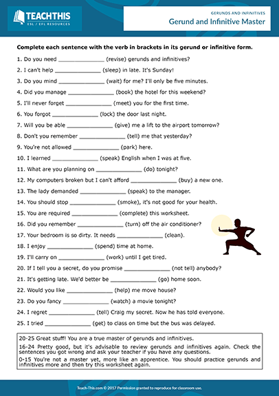 Gerunds Infinitives Esl Activities Worksheets Games