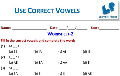 Vowels Worksheets English Grammar Exercises For Cbse Class 2 Students
