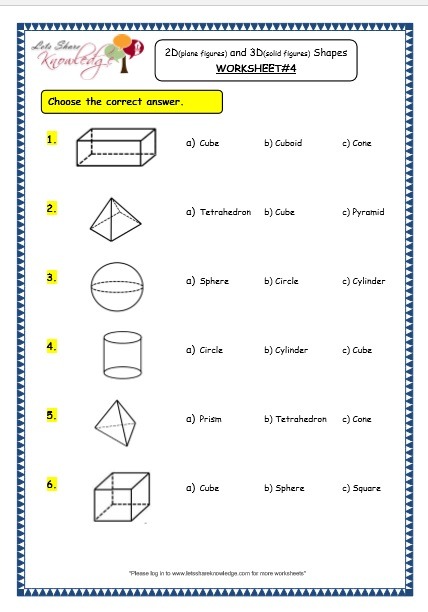 Grade 3 Maths Worksheets  (14 3 Geometry  2d (plane Figures) And