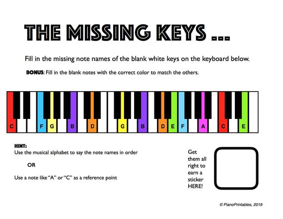 The Missing Keys Printable Piano Worksheet For Teachers And