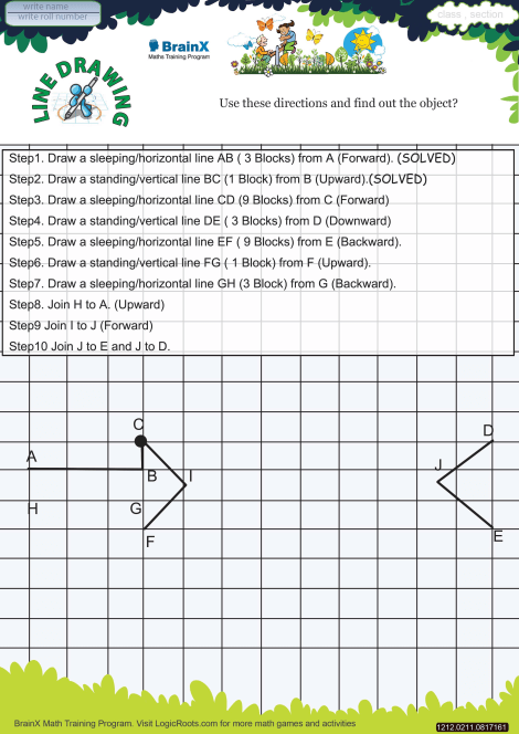 Line Drawing Bat Math Worksheet For Grade 2