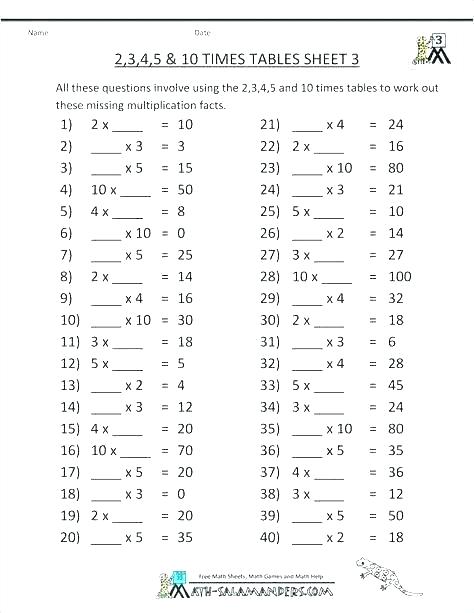 Multiplication Worksheets 5 Times Tables Algebra 6 Math Playground