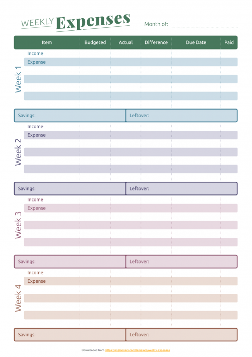 Printable Budget Templates