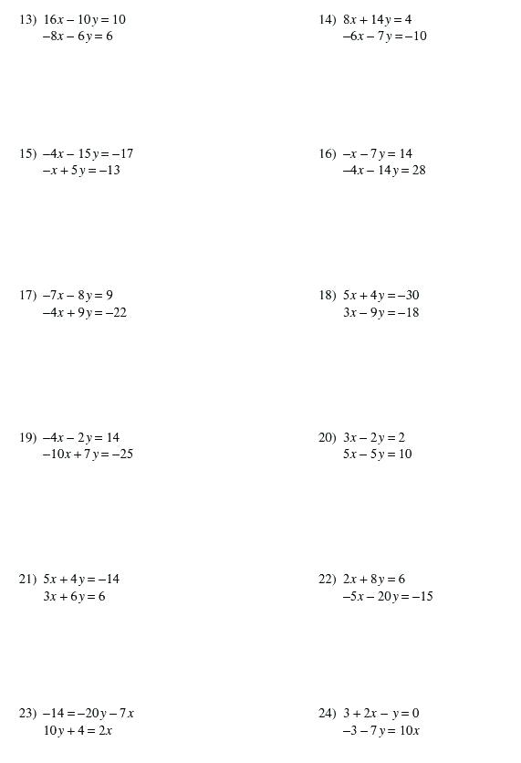 Simultaneous Linear Equations Worksheets â Morningknits Com