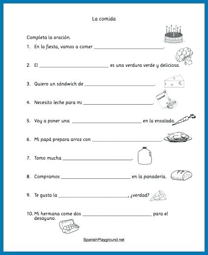 Students Complete The Sentences Based On Context And Image Food