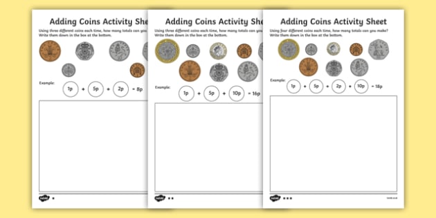 Adding Coins Worksheet