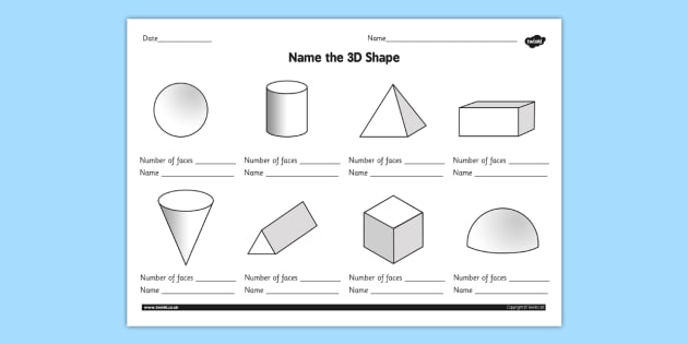 Name The 3d Shape Grade 3 Worksheet