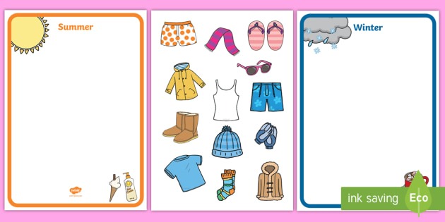 Winter And Summer Clothes Sorting Activity