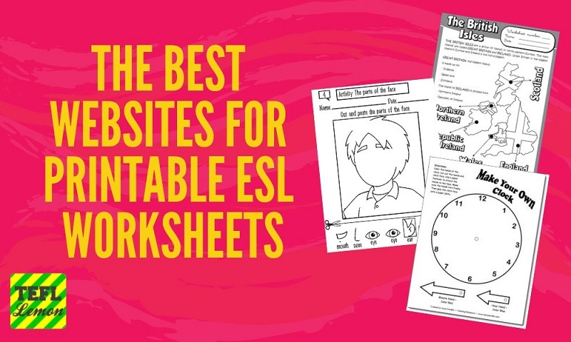 The Best Websites For Printable Esl Worksheets â Tefl Lemon  Free