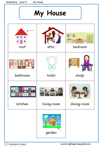 My House English Vocabulary Worksheet â English Treasure Trove