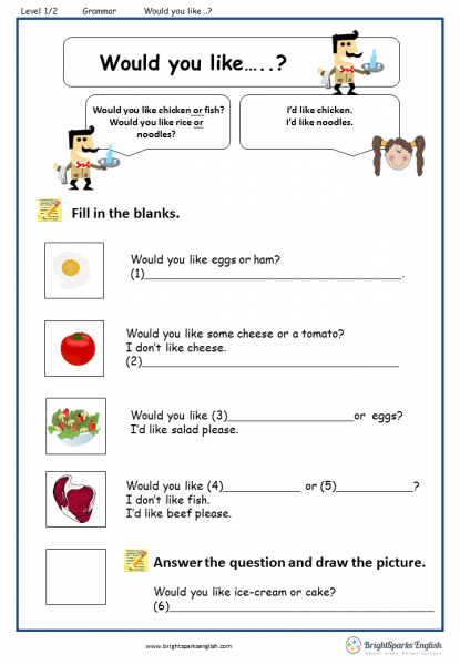 Would You Likeâ¦  Worksheet â English Treasure Trove